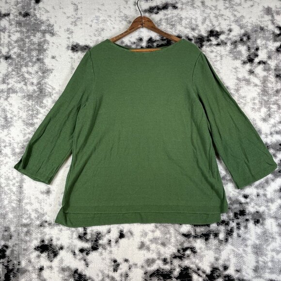 J Jill Top Womens Size‎ Large Tall Green Linen Cotton Comfort Soft Lightweight - Picture 1 of 11